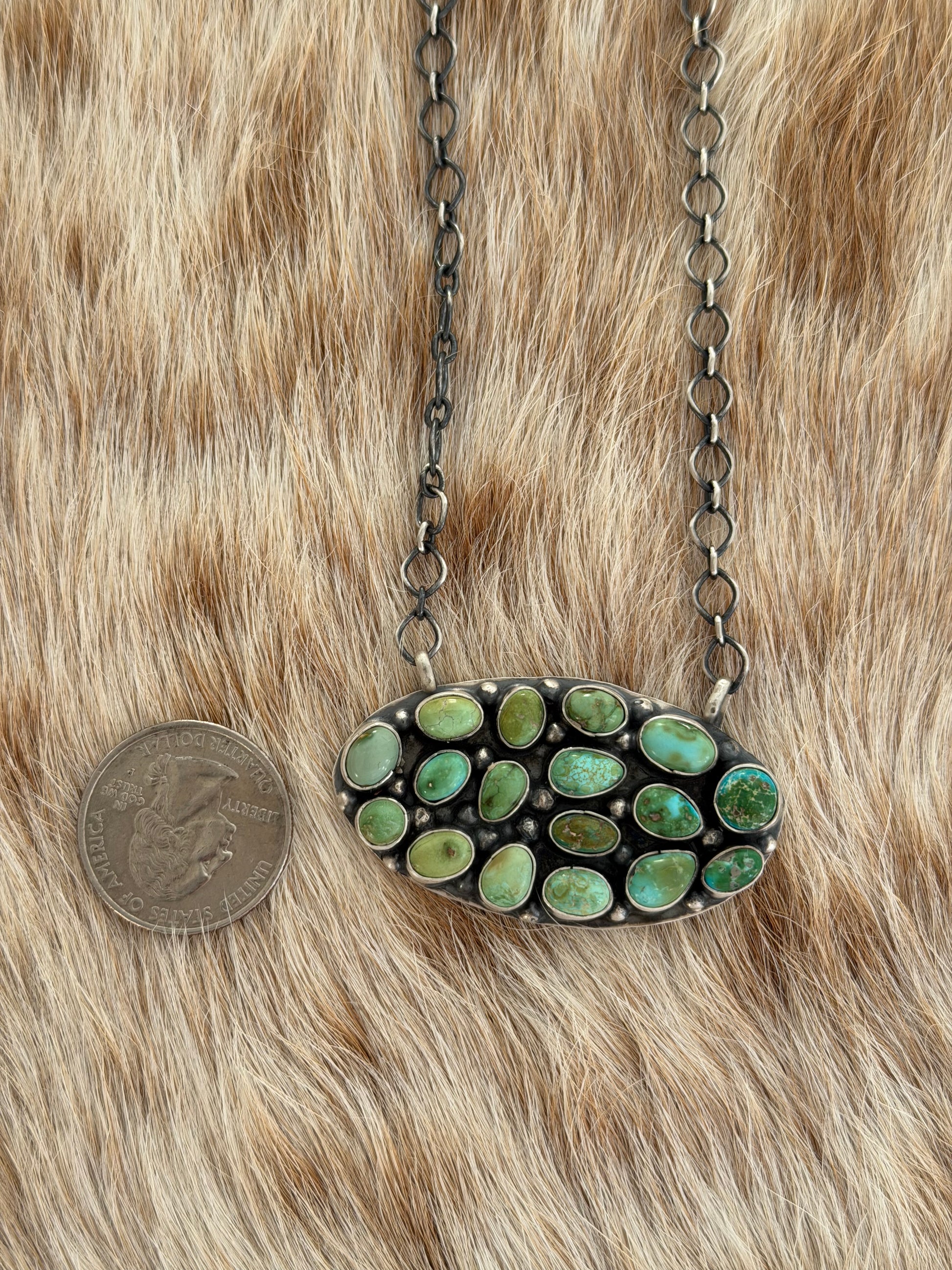 Sonoran Gold Turquoise Cluster Bar Necklace