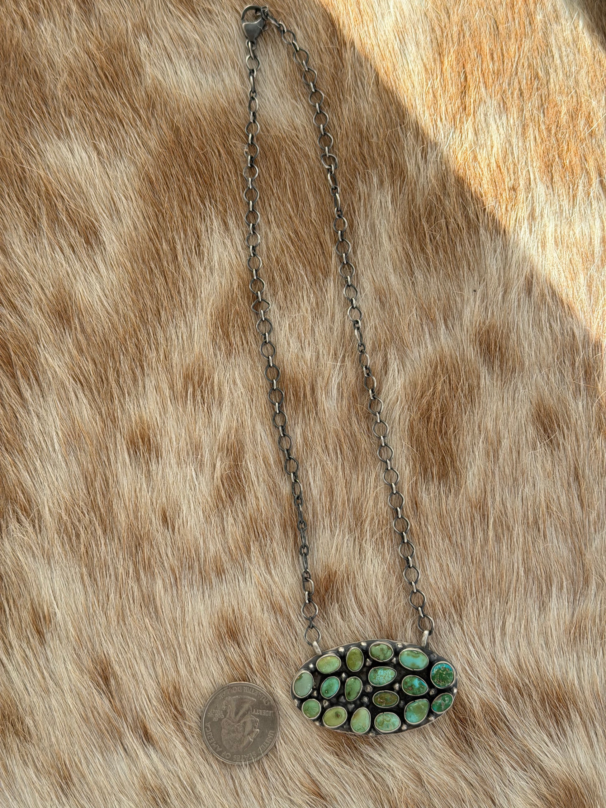 Sonoran Gold Turquoise Cluster Bar Necklace