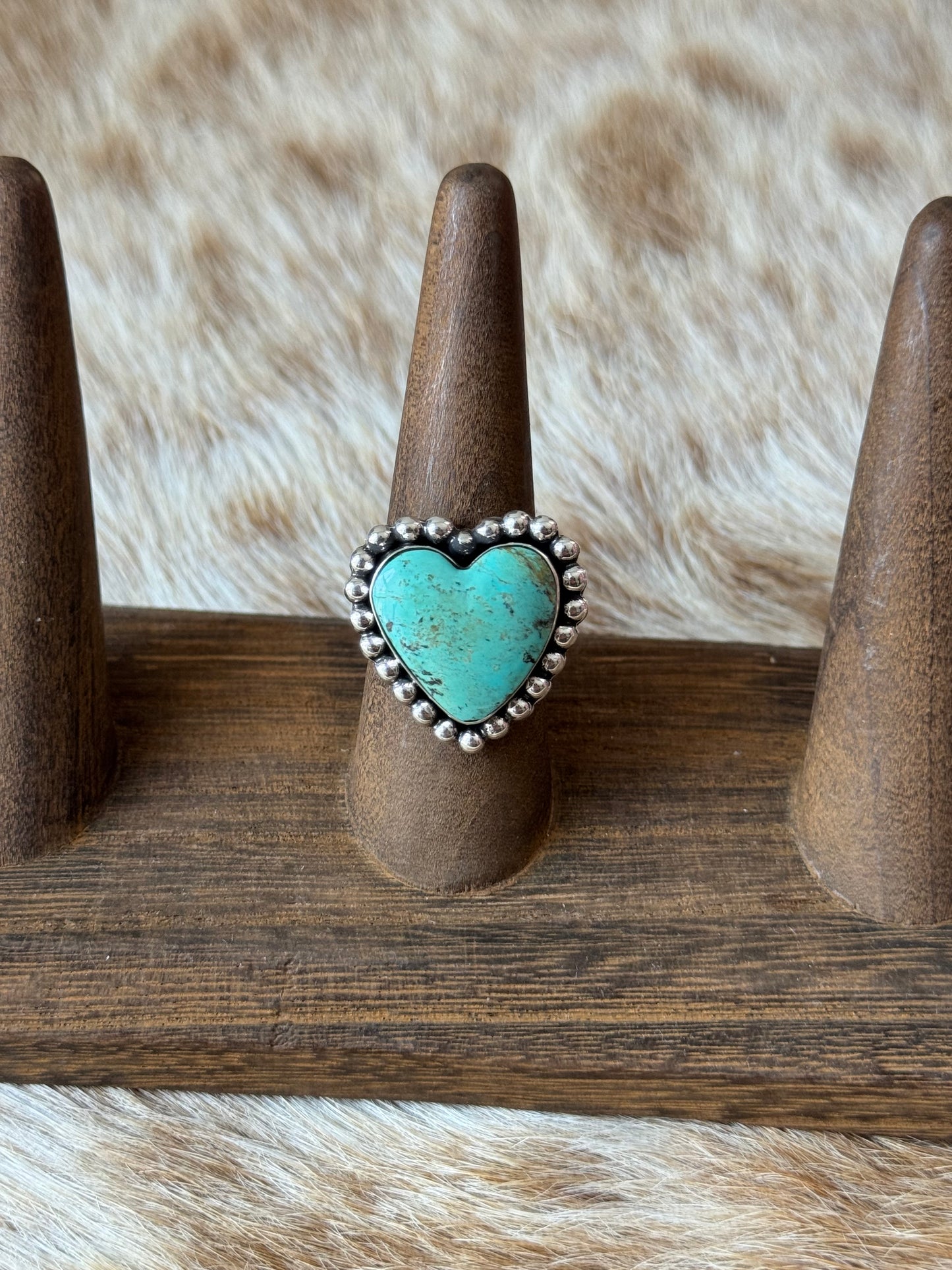 Size 8.75 Kingman Turquoise Heart Ring