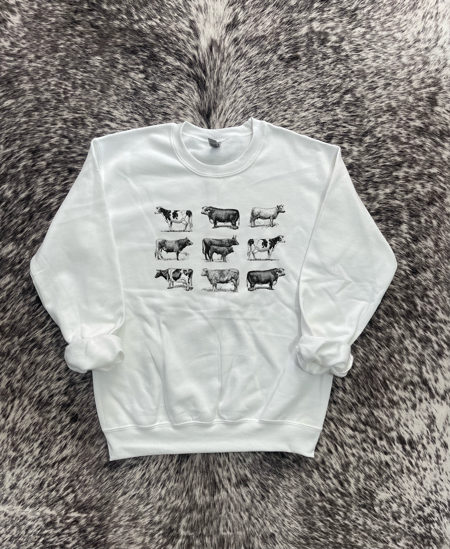 Vintage Cattle Drawings Western Crewneck