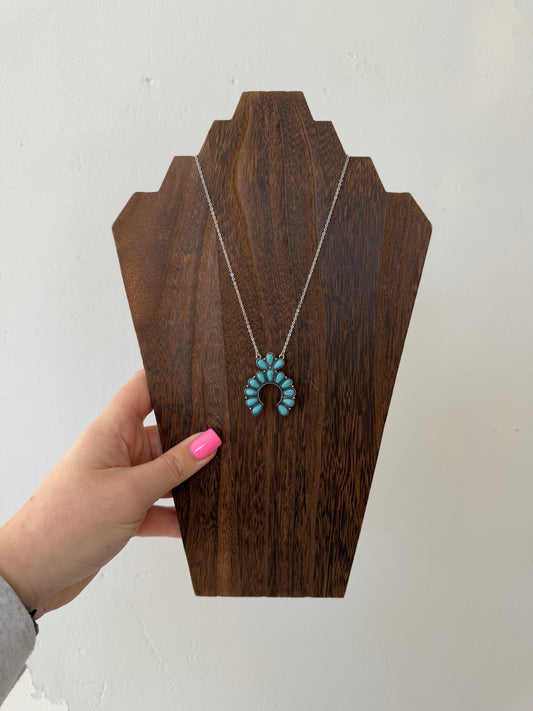 Faux Silver and Turquoise Naja Necklace