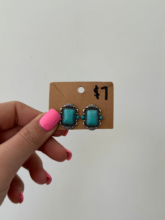 Faux Turquoise Stud Earrings