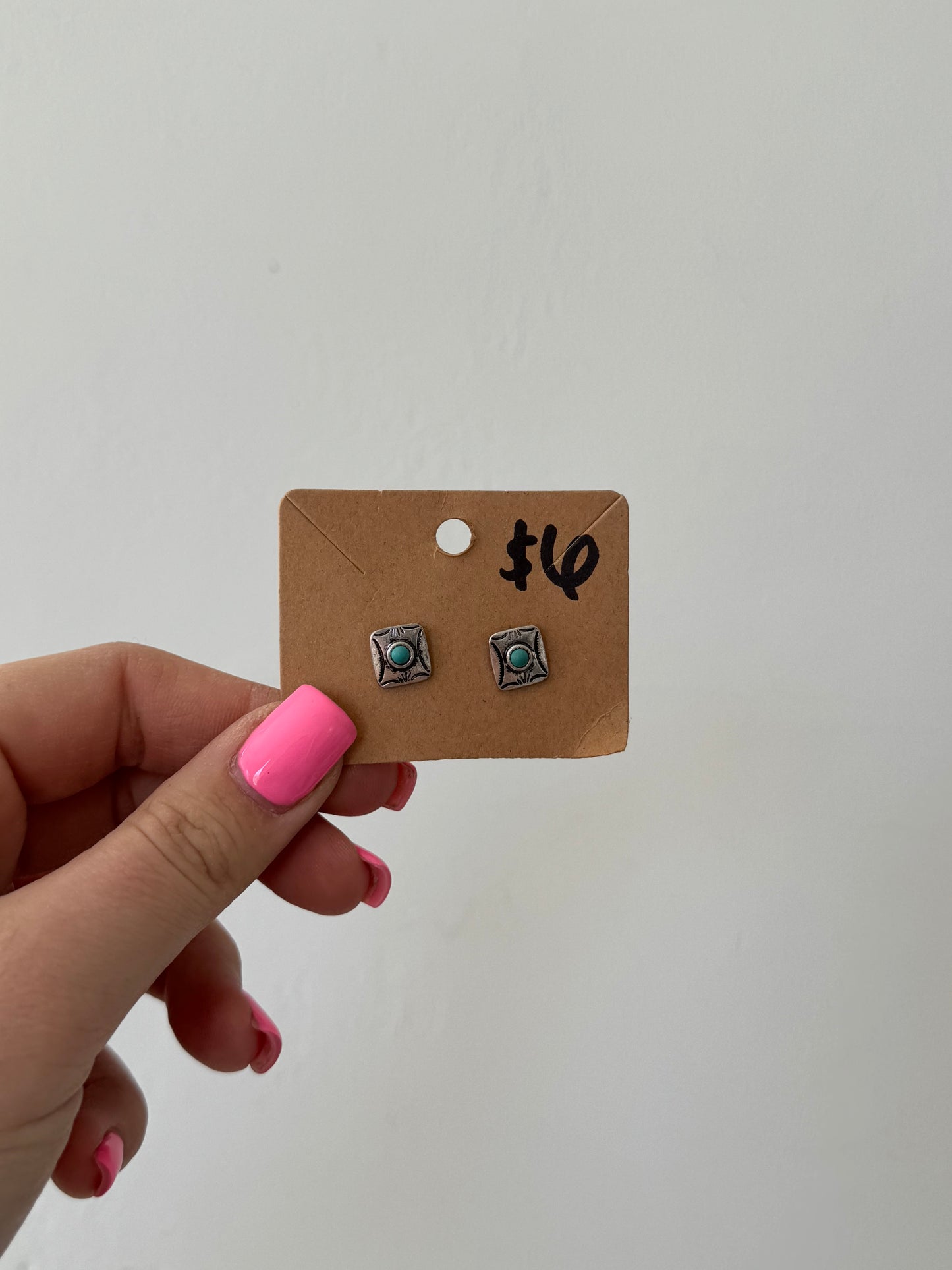 Faux Silver Stud Earrings