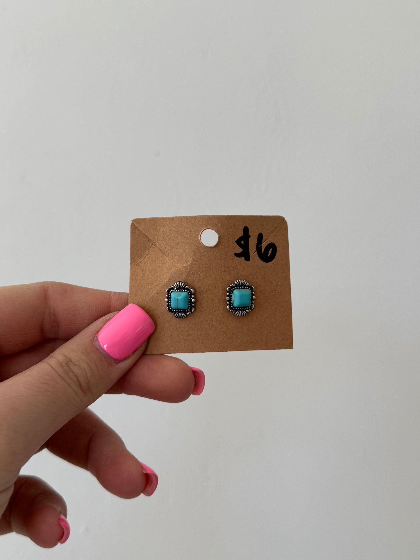 Faux Turquoise Stud Earrings