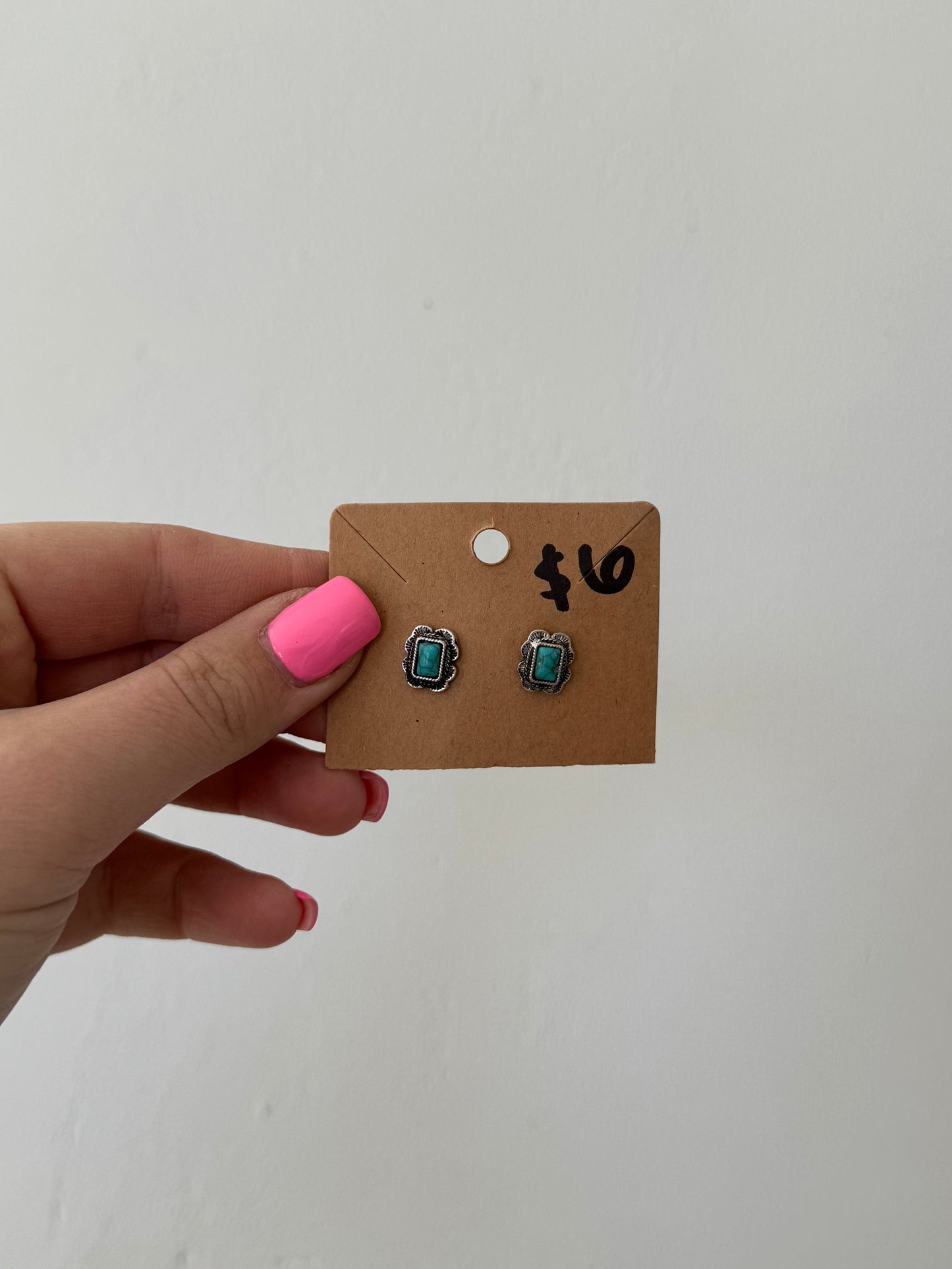 Faux Turquoise Stud Earrings