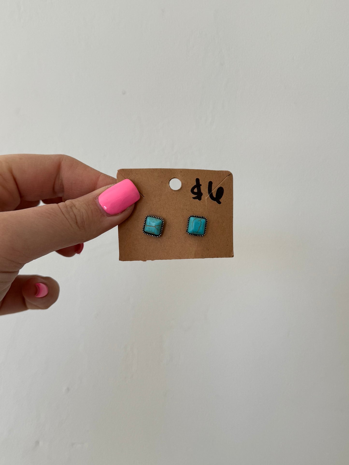 Faux Turquoise Stud Earrings