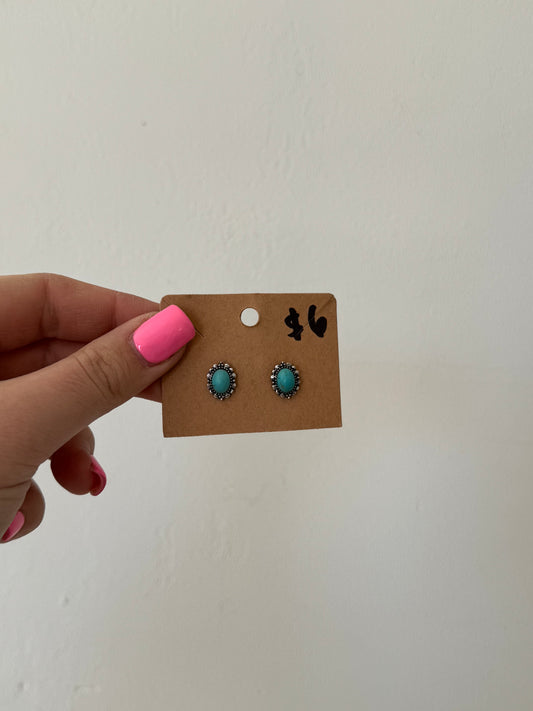 Faux Turquoise Stud Earrings