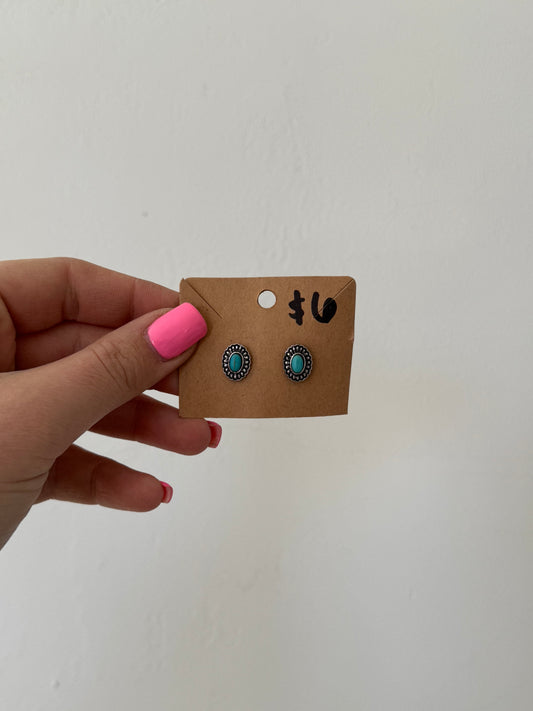 Faux Turquoise Stud Earrings