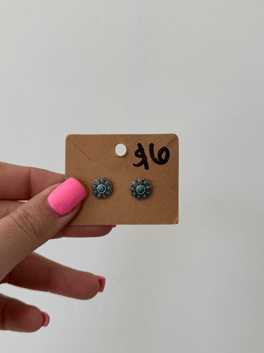 Faux Turquoise Stud Earrings