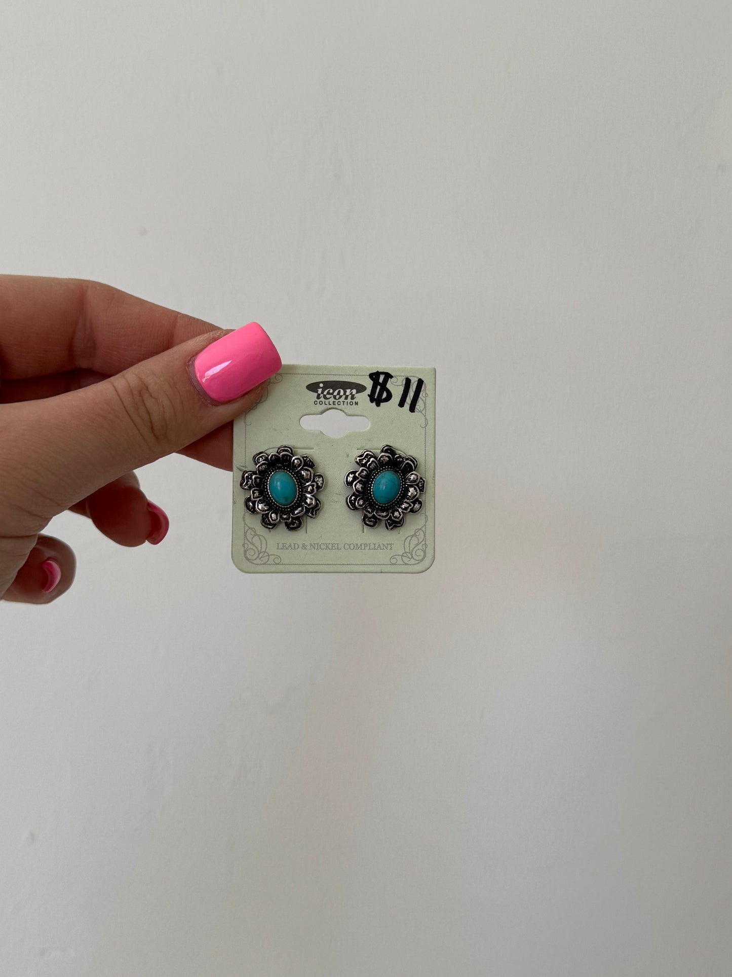 Faux Turquoise Stud Earrings