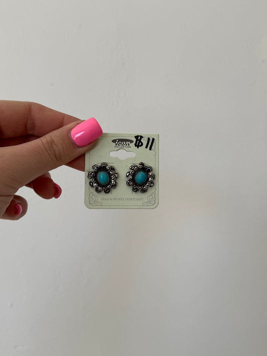 Faux Turquoise Stud Earrings