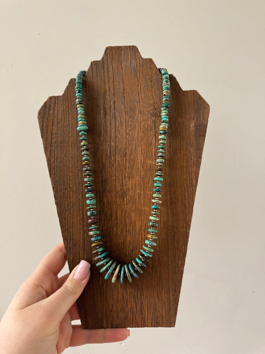 24.5" 7-19mm Graduated Turquoise Necklace with 3mm Pearls