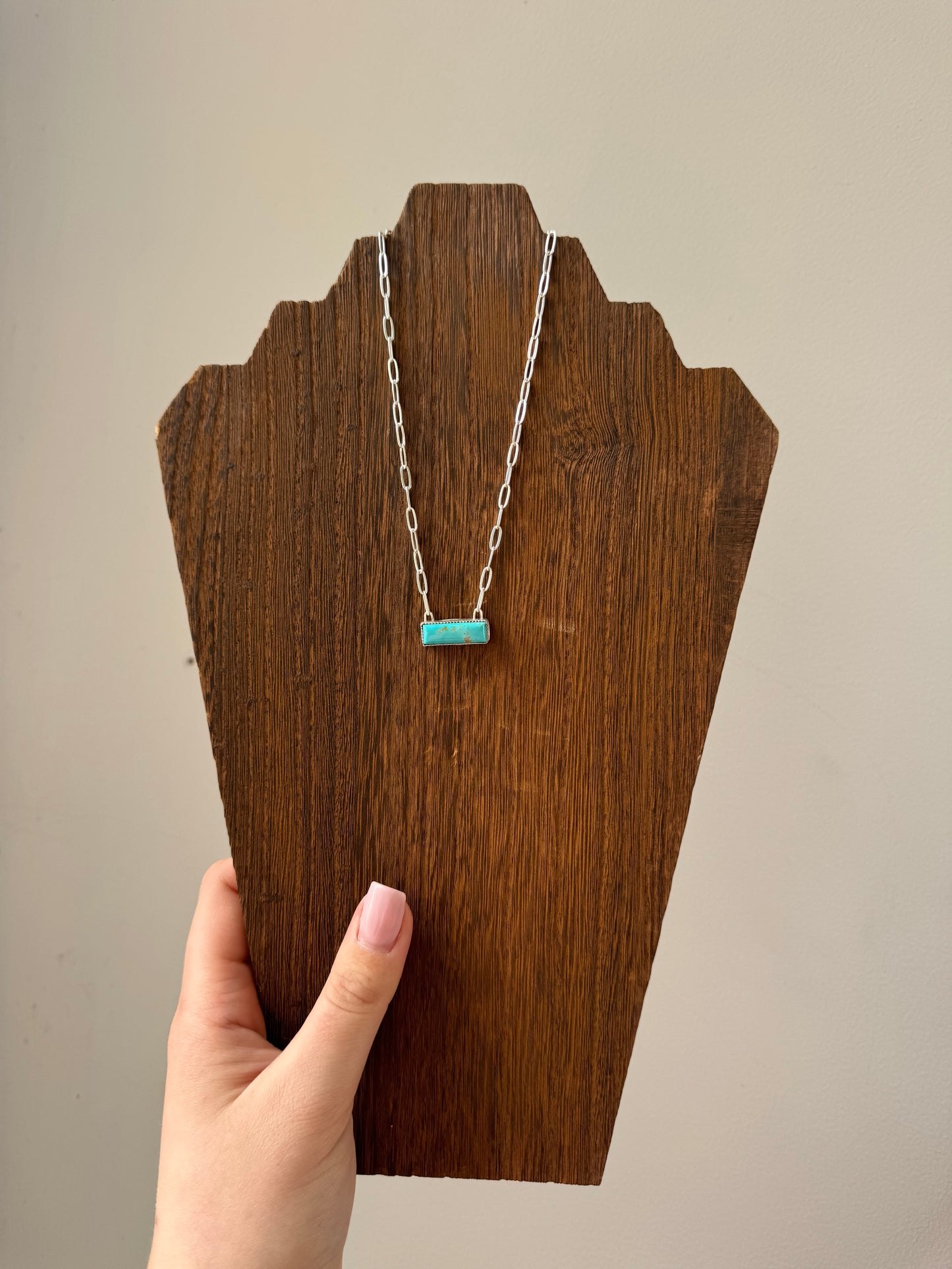 15.25" Kingman Turquoise Bar Necklace