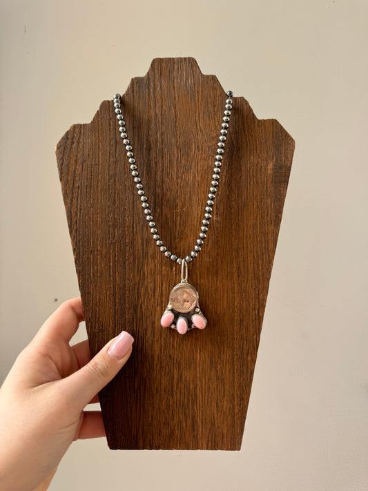 Pink Conch Buffalo Coin Pendant