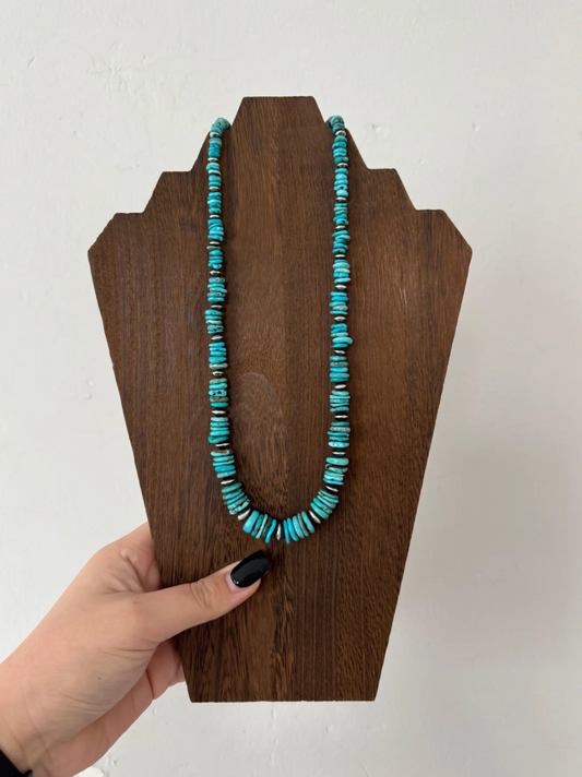 23" Graduated Turquoise with Saucer Sterling Pearls