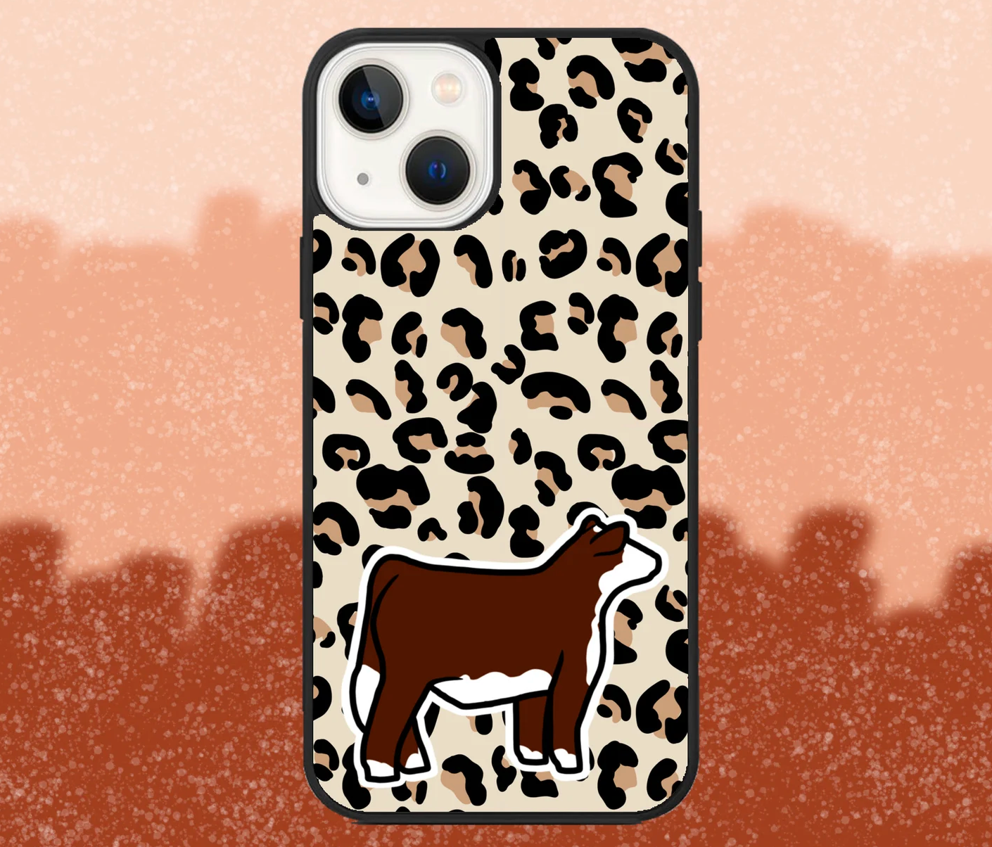 Hereford Market Steer Leopard Print iPhone Case