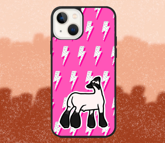 White Market Lamb Pink Lightning Bolt Pattern iPhone Case