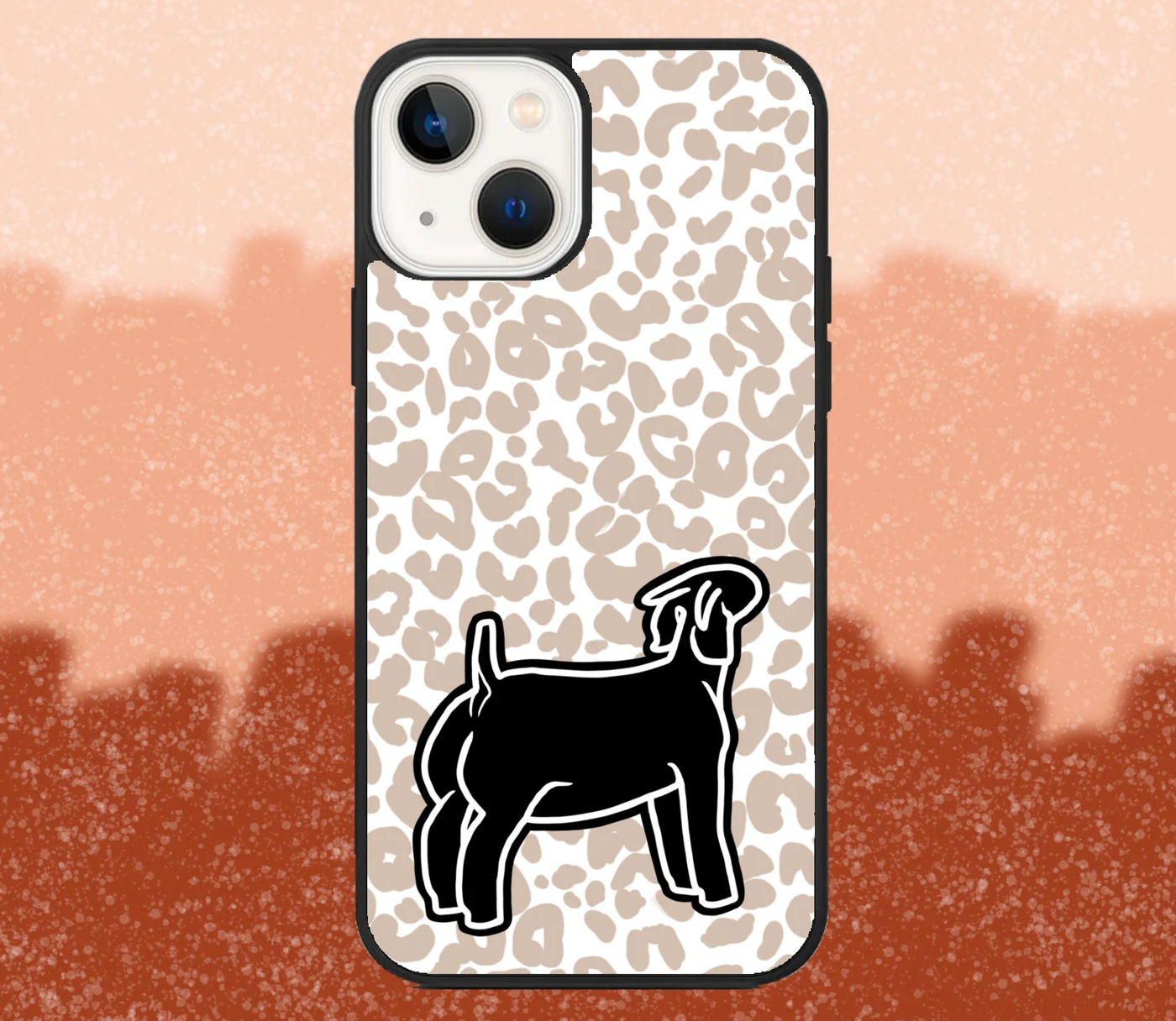 Black Boer Goat Doe Leopard Print iPhone Case