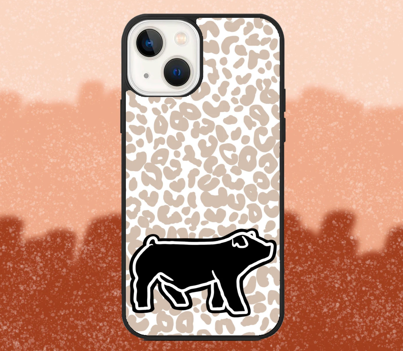 Black Floppy Ear Market Hog Leopard Print iPhone Case