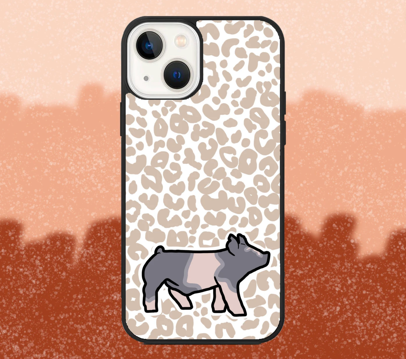 Blue Belted Market Hog Leopard Print iPhone Case