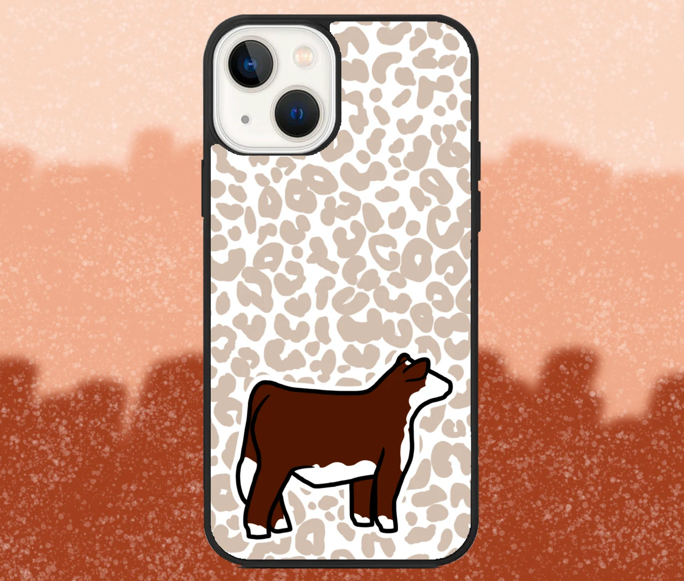 Hereford Market Steer Leopard Print iPhone Case