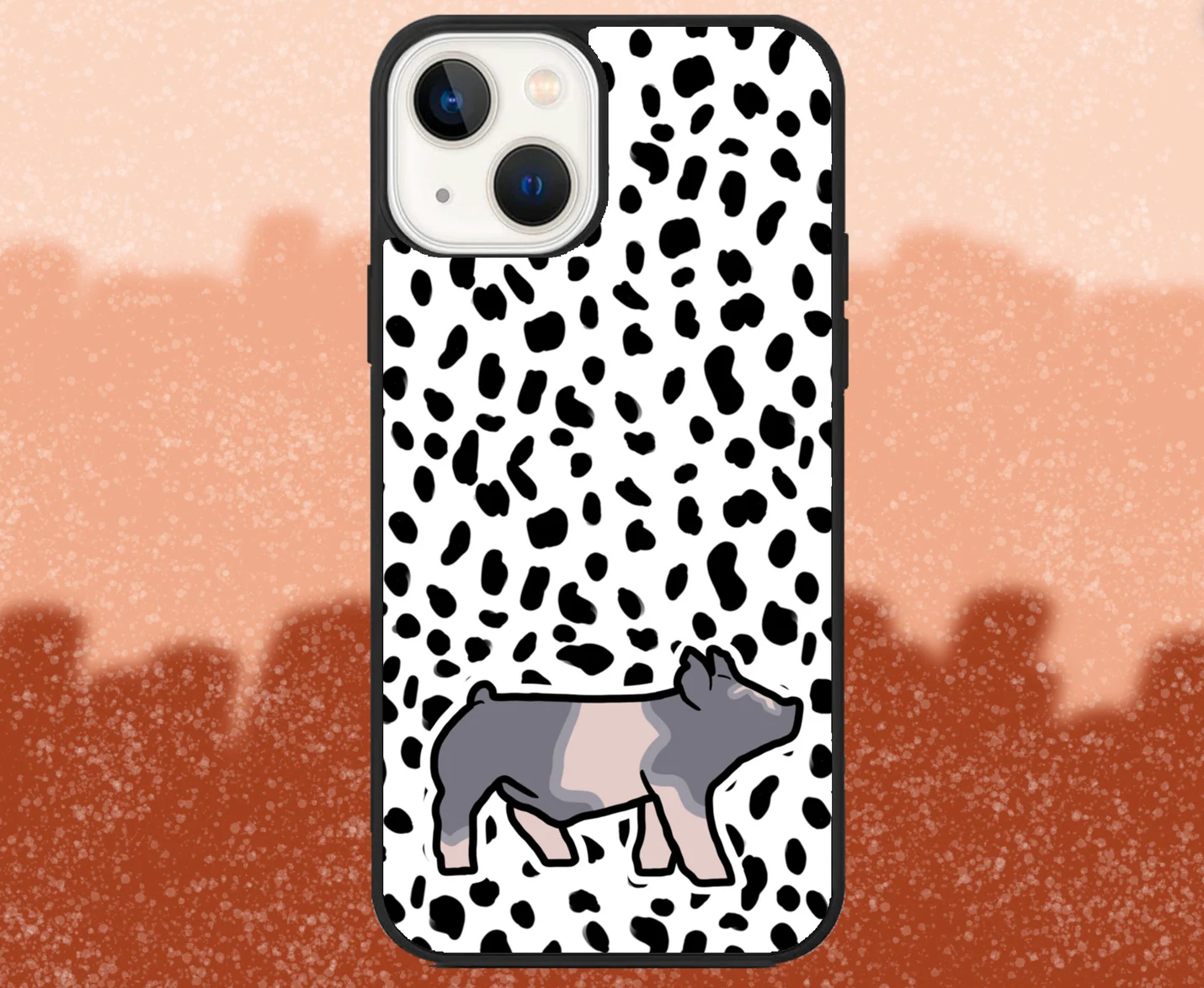 Blue Belted Market Hog Dalmatian Pattern iPhone Case