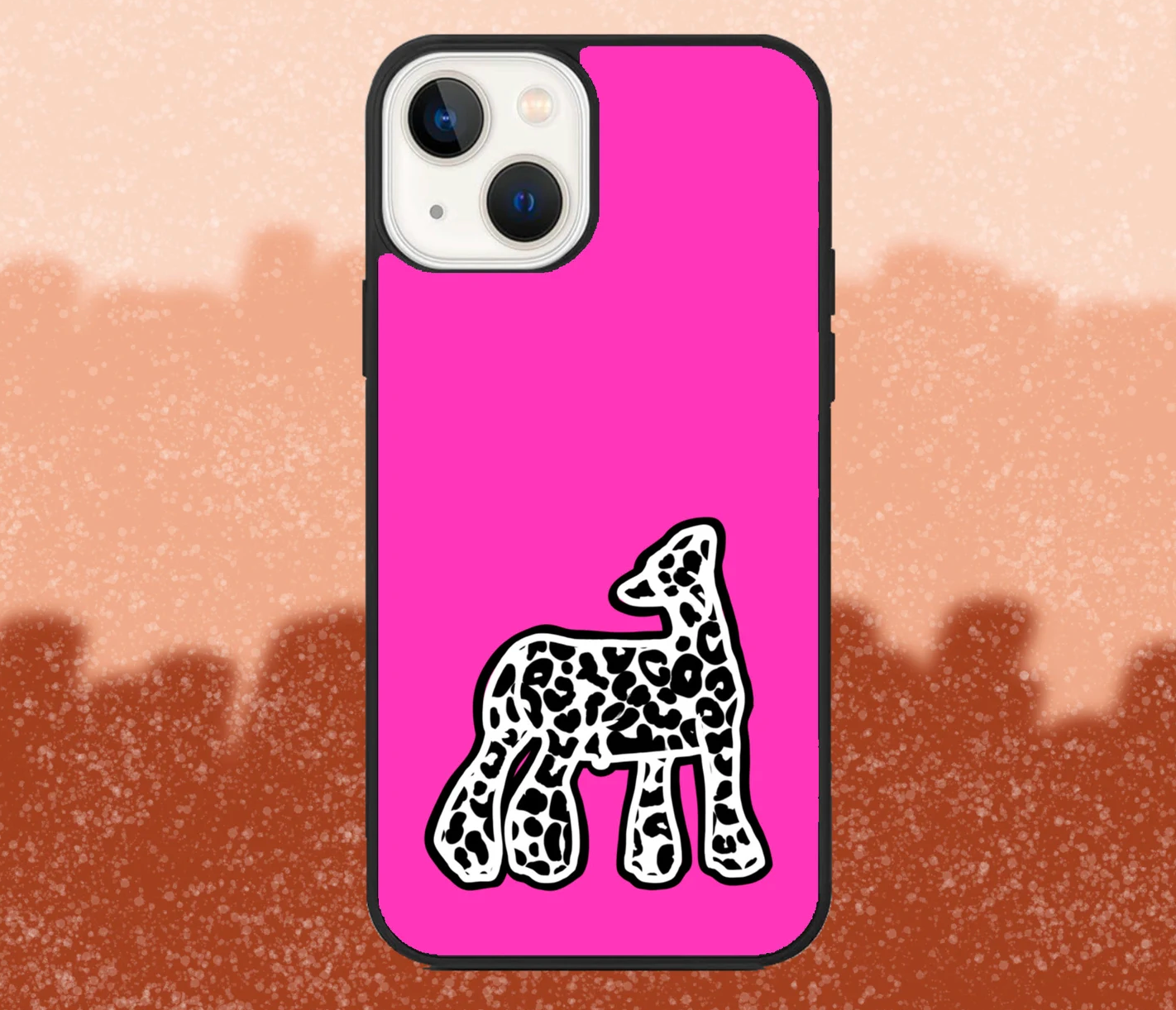 Hot Pink and Leopard Print Market Lamb iPhone Case