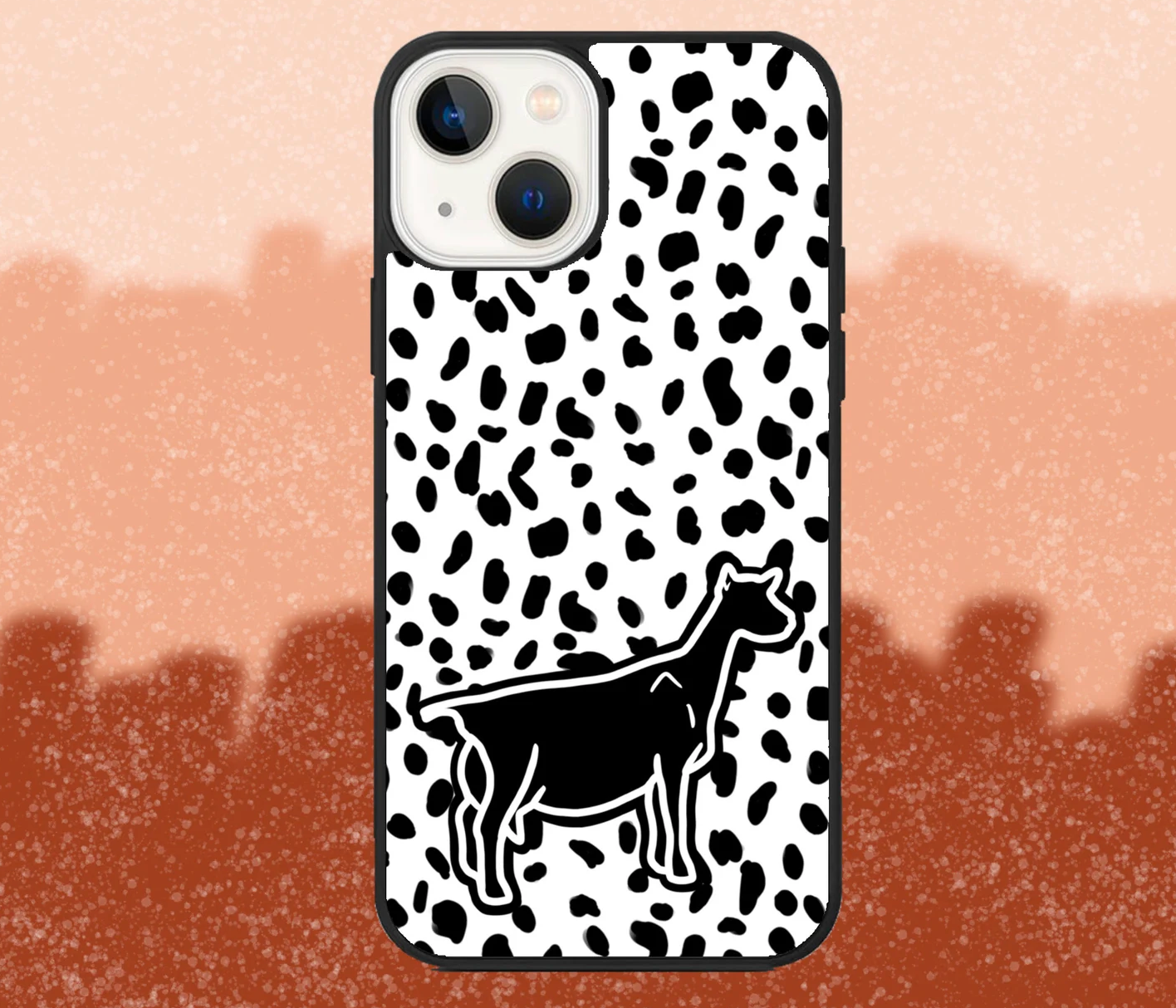 Black Dairy Doe Goat Dalmatian Print iPhone Case