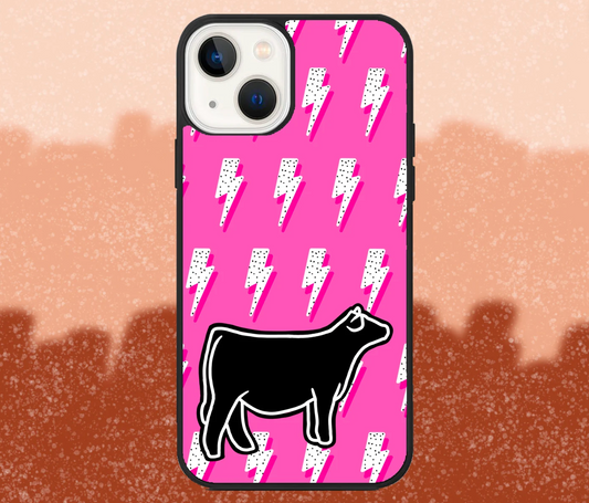 Black Beef Heifer Hot Pink Lightning Bolt iPhone Case