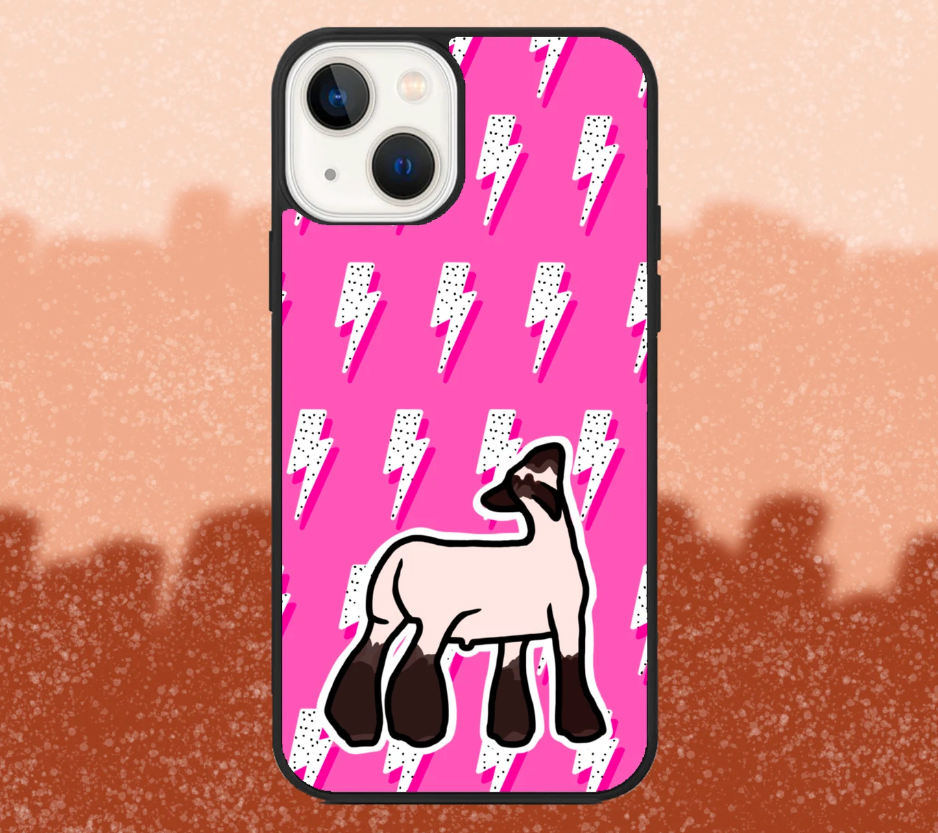 Brown Market Lamb Pink Lightning Bolt Pattern iPhone Case