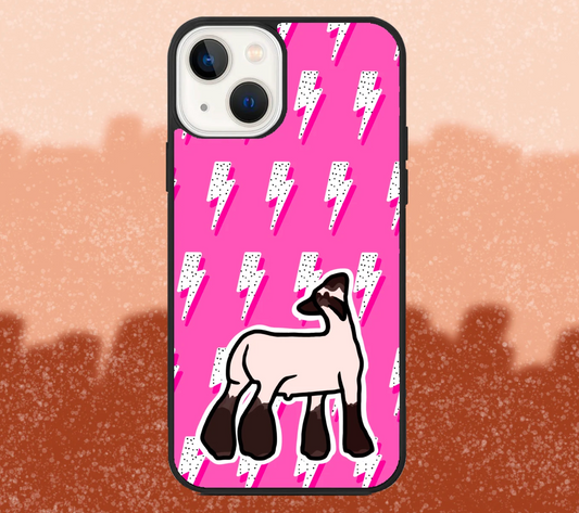 Brown Market Lamb Pink Lightning Bolt Pattern iPhone Case