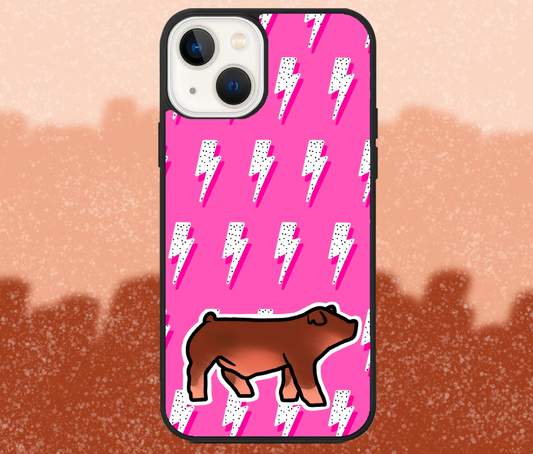 Duroc Market Hog Pink Lightning Bolt Pattern iPhone Case