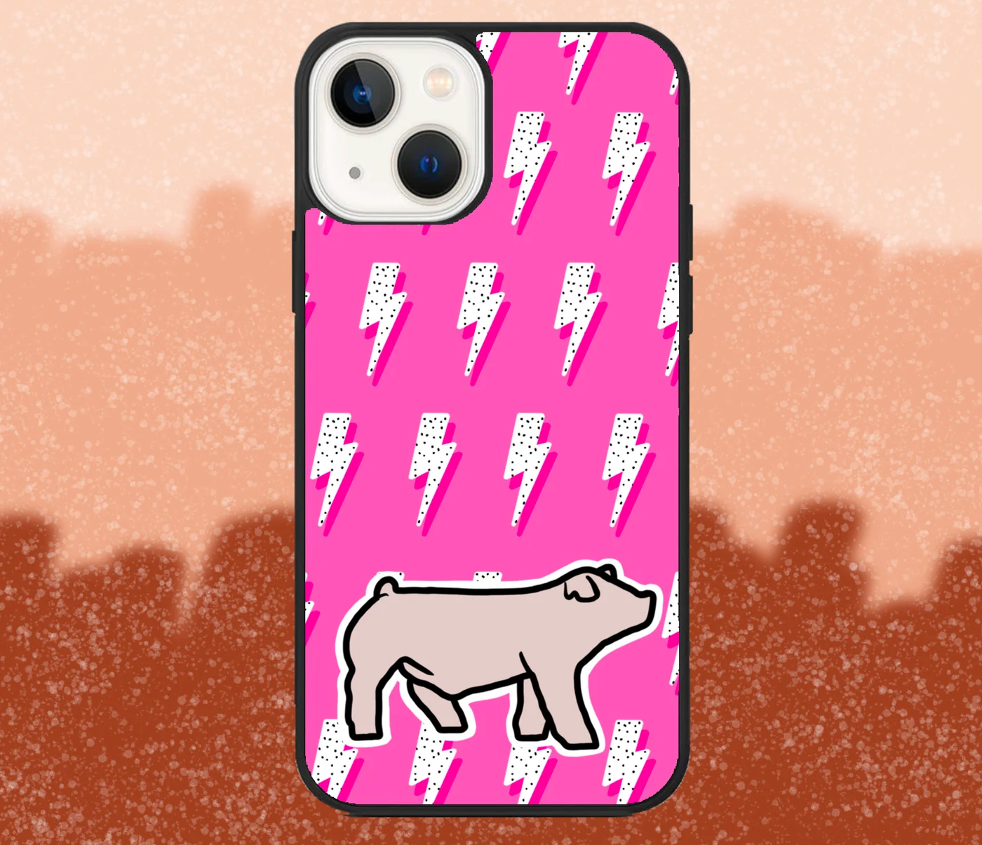 Chester White Market Hog Pink Lightning Bolt Pattern iPhone Case