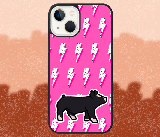 Berkshire Market Hog Pink Lightning Bolt Pattern iPhone Case