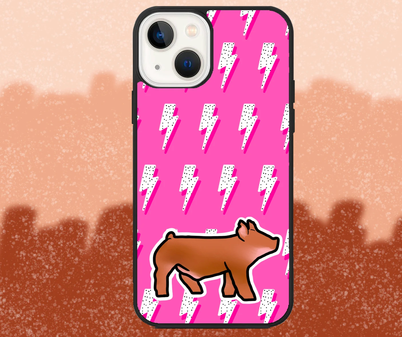 Tamworth Market Hog Pink Lightning Bolt Pattern iPhone Case