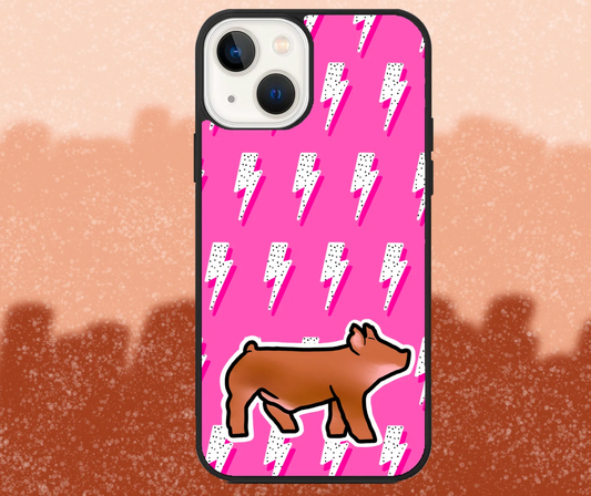 Tamworth Market Hog Pink Lightning Bolt Pattern iPhone Case