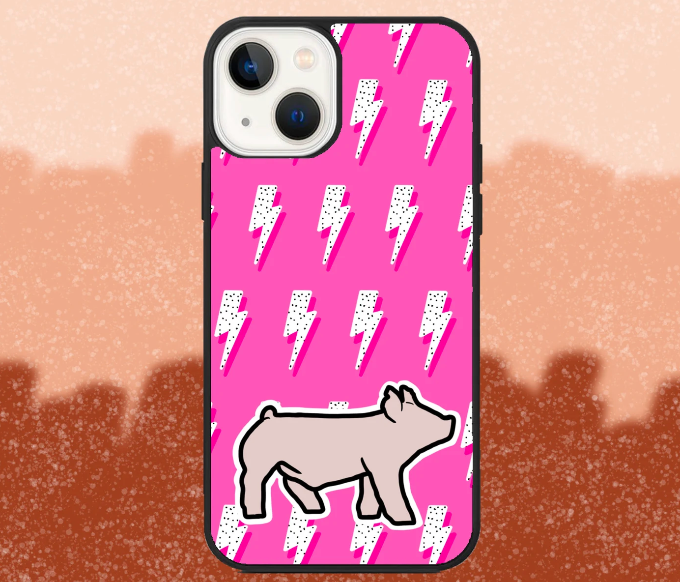 Yorkshire Market Hog Pink Lightning Bolt Pattern iPhone Case