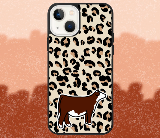 Hereford Beef Heifer Leopard Print iPhone Case