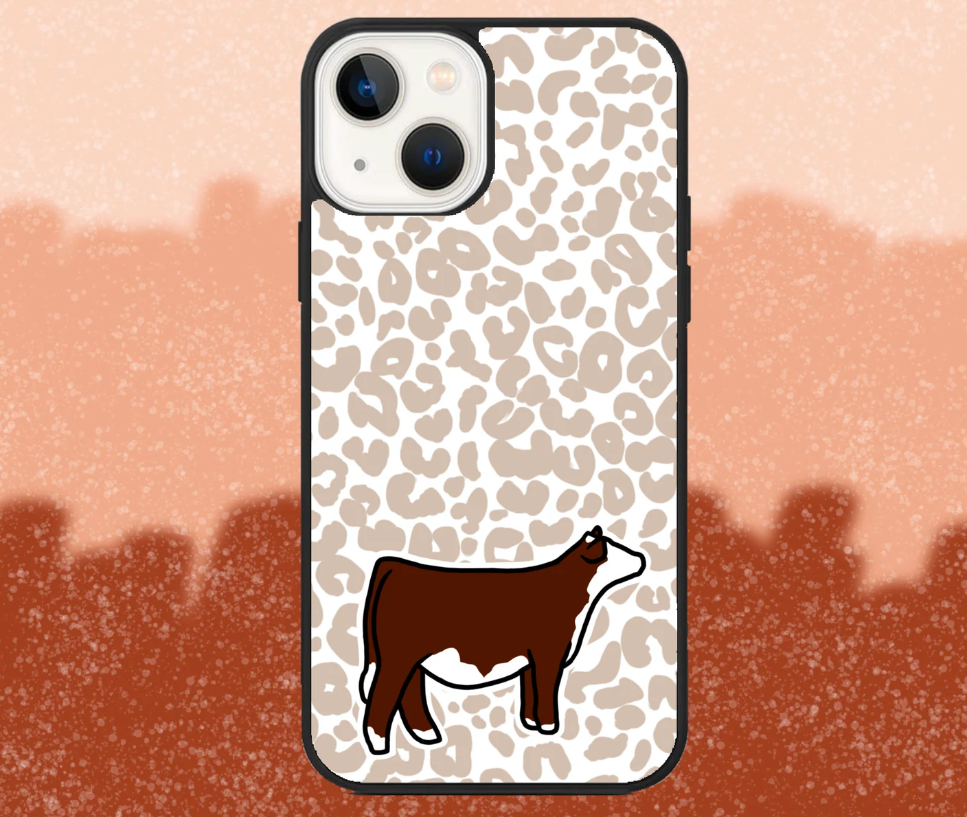 Hereford Beef Heifer Leopard Print iPhone Case