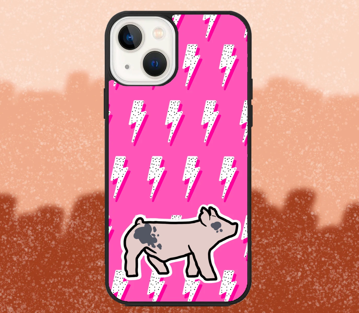 Blue Butt Market Hog Pink Lightning Bolt Pattern iPhone Case