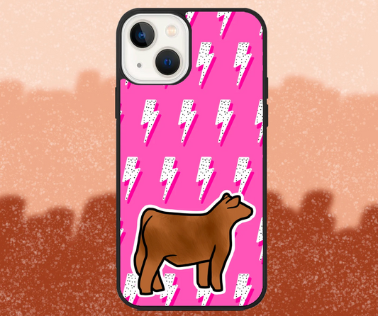 Red Market Steer Pink Lightning Bolt iPhone Case