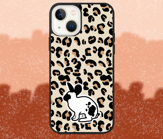 Black and White Rabbit Leopard Print iPhone Case