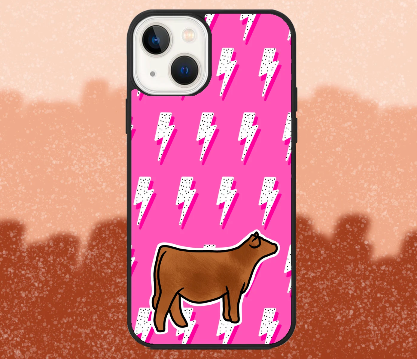 Red Beef Heifer Pink Lightning Bolt iPhone Case