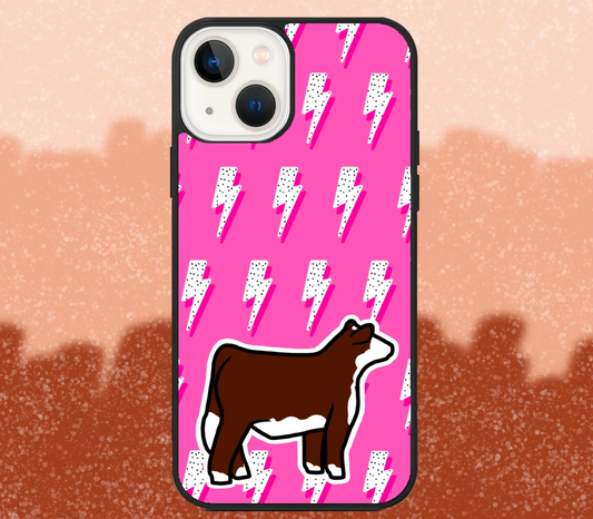 Hereford Market Steer Pink Lightning Bolt iPhone Case