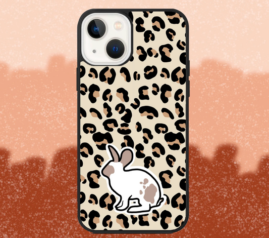 Brown and White Rabbit Leopard Print iPhone Case