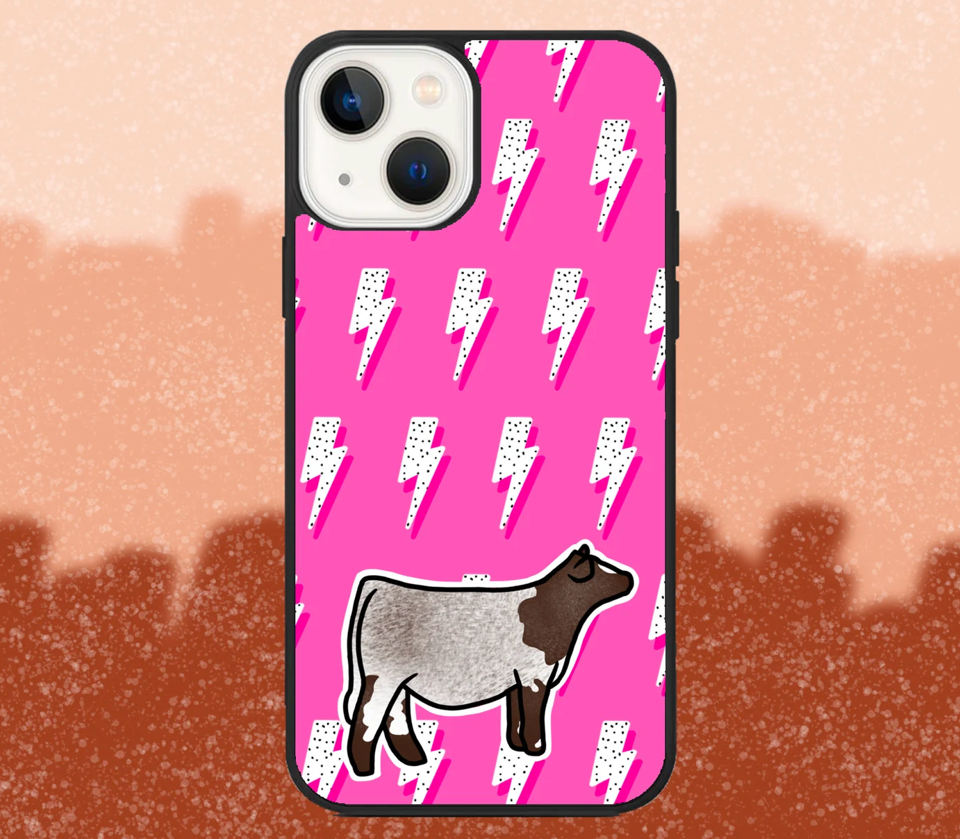 Shorthorn Beef Heifer Pink Lightning Bolt iPhone Case