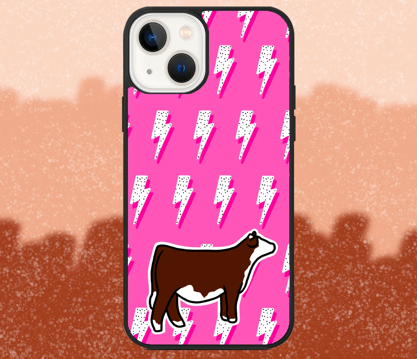 Hereford Beef Heifer Pink Lightning Bolt iPhone Case