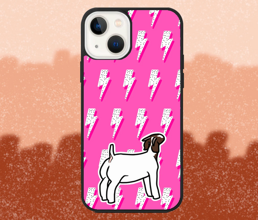 Boer Doe Goat Pink Lightning Bolt iPhone Case