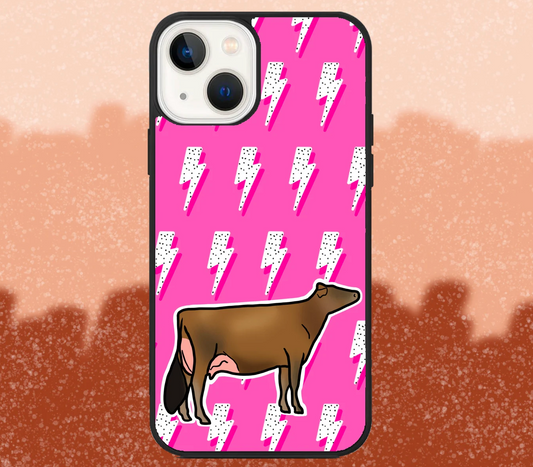 Jersey Dairy Cow Pink Lightning Bolt iPhone Case