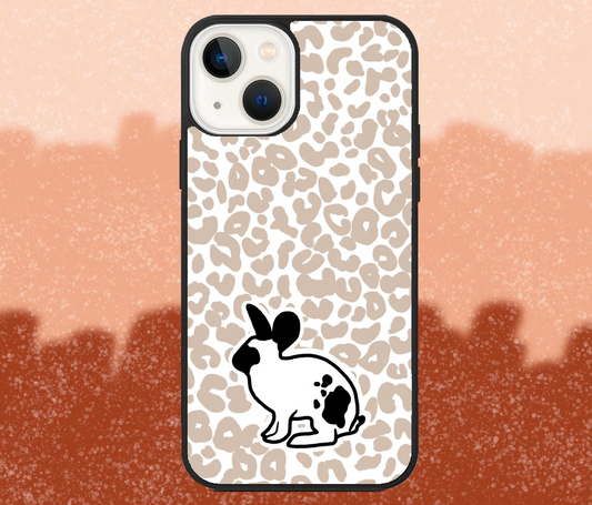 Black and White Rabbit Leopard Print iPhone Case